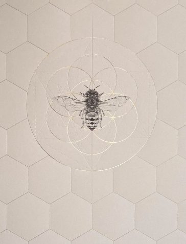 Honey Bee Prism - Clear Star, Gold Circle and Gold Hexagon
