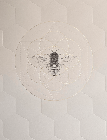 Honey Bee Prism - Clear Star, Gold Circle and Clear Hexagon