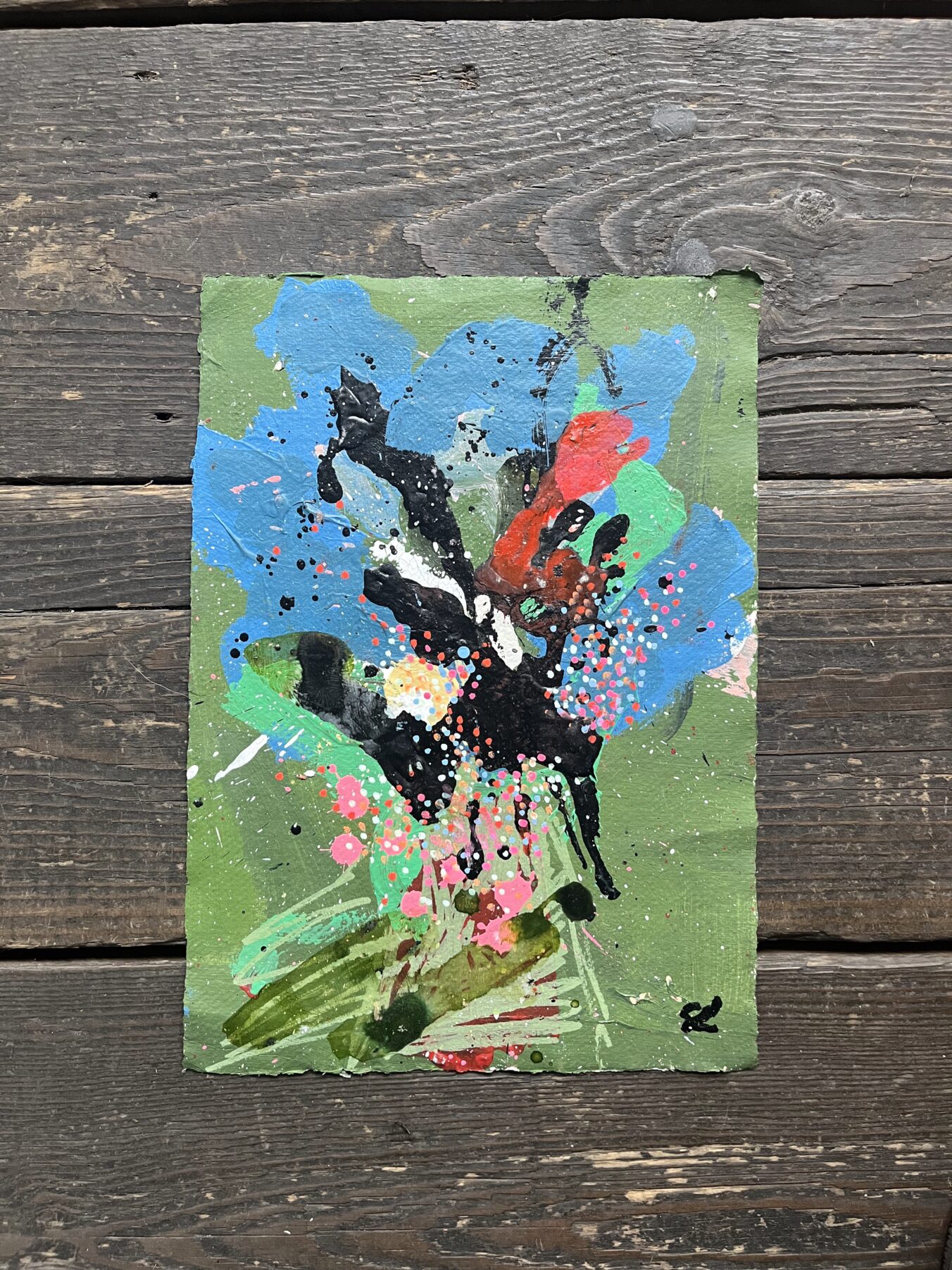 Rectangle Abstract Green Painting