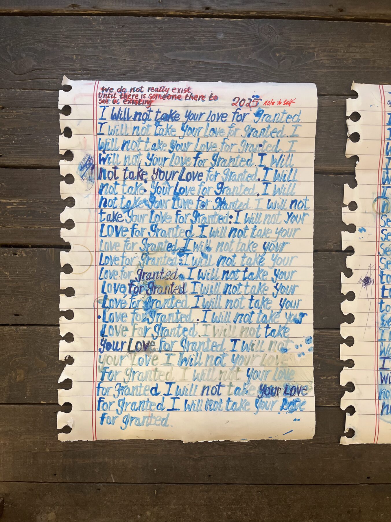 Unrealistic Note To Self: I will Not Take Your Love For Granted 2025 - Original