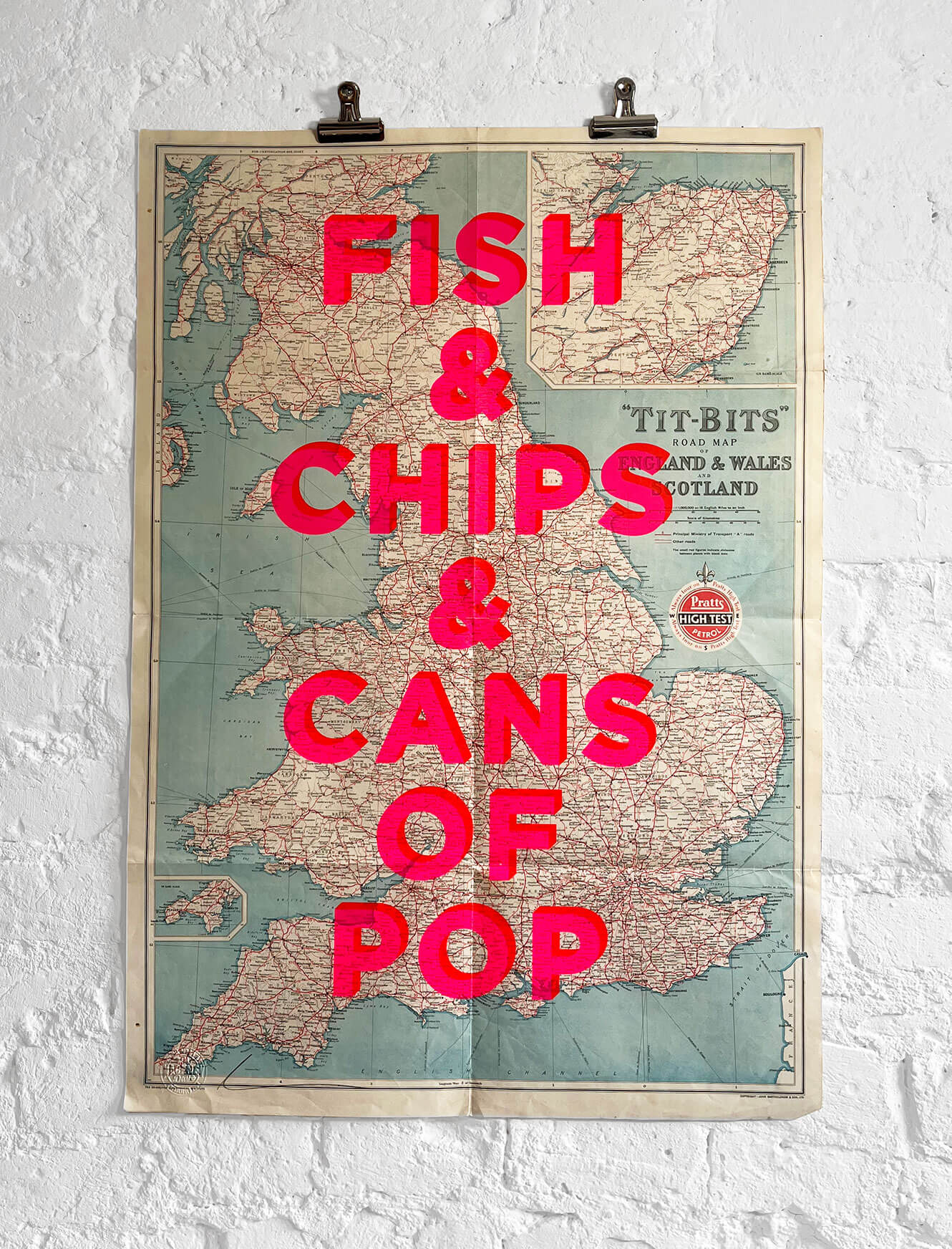 Fish & Chips & Can Of Pop - Tit Bits Vintage Map